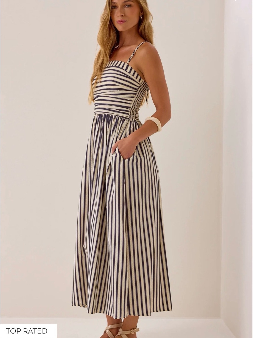 Altar'd State Navy and White Striped Maxi Dress - Picture 4 of 8